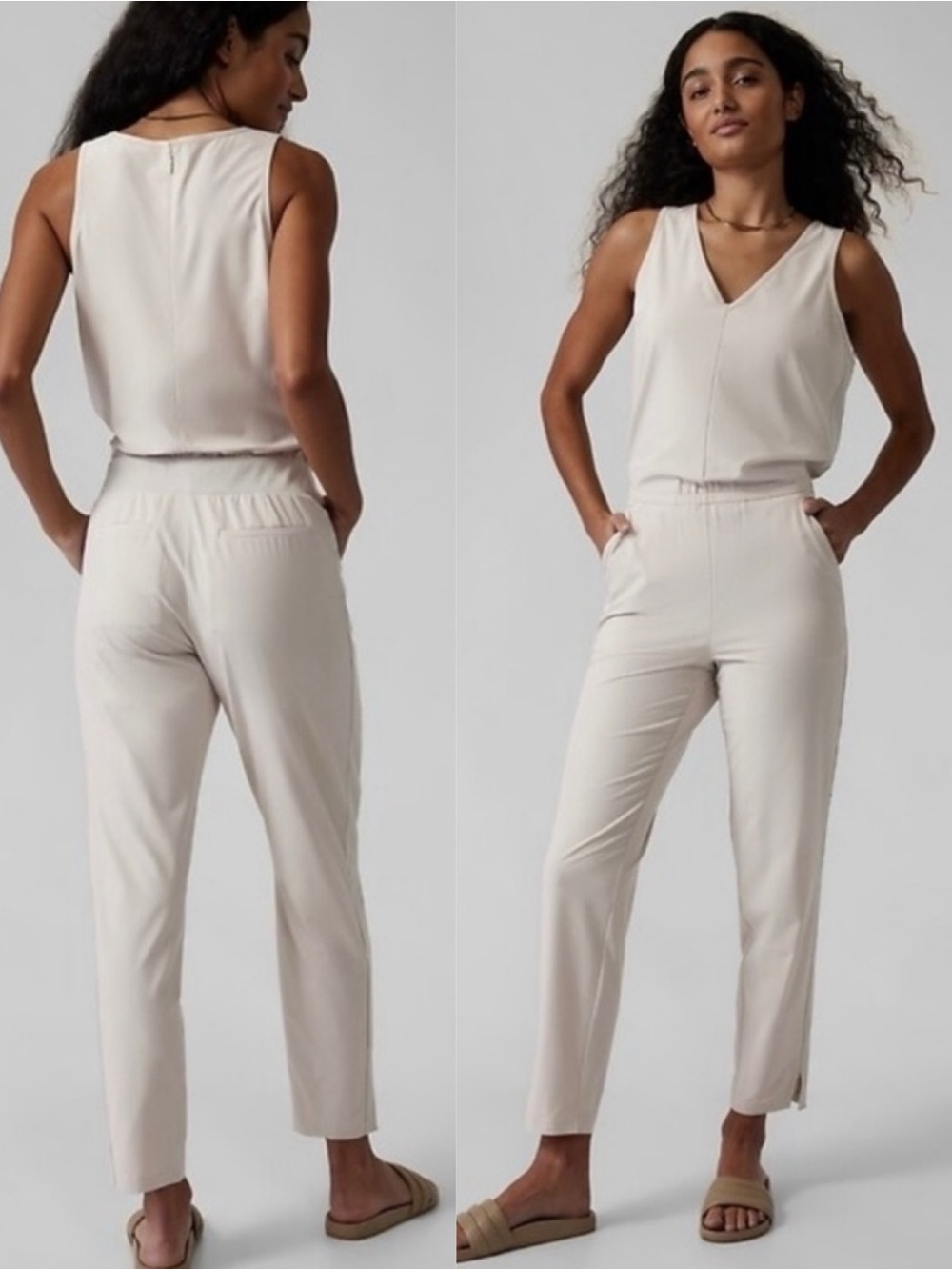 NEW Athleta Brooklyn Jumpsuit Overall Cream Beige